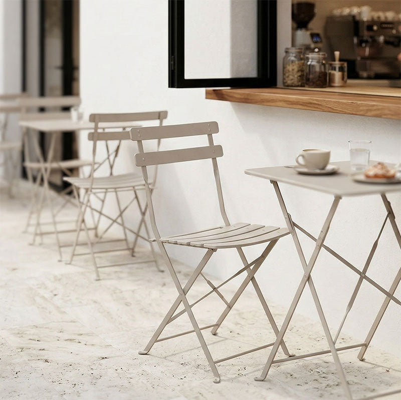 Bistro chair metal folding in champagne 42x46x82cm