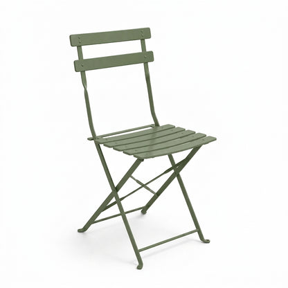 Bistro chair metal folding in olive green color 42x46x82cm