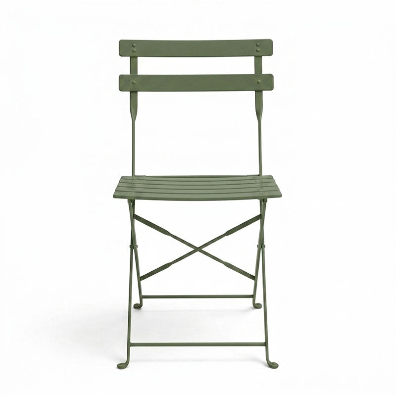 Bistro chair metal folding in olive green color 42x46x82cm