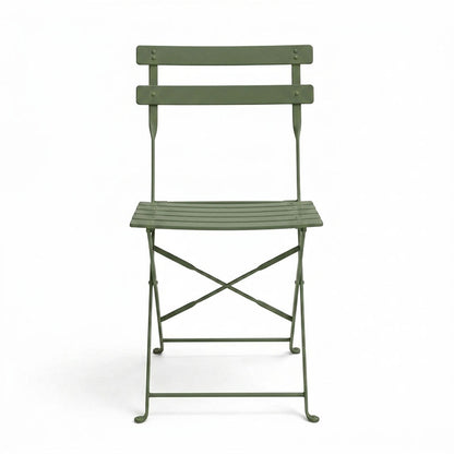 Bistro chair metal folding in olive green color 42x46x82cm