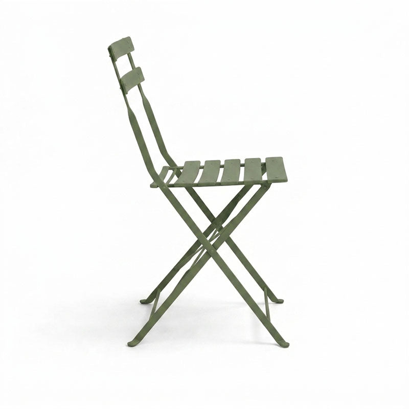 Bistro chair metal folding in olive green color 42x46x82cm