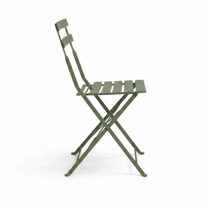 Bistro chair metal folding in olive green color 42x46x82cm