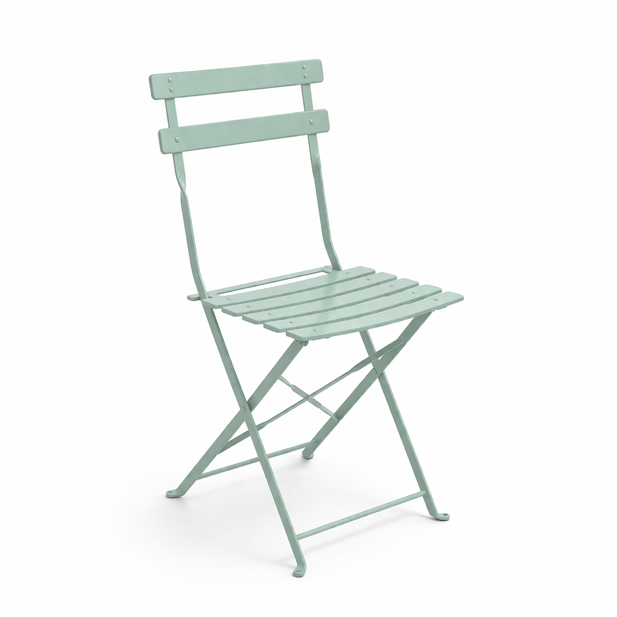 Bistro dining table set of 3 pieces, metal, foldable, mint color, Φ60x71cm