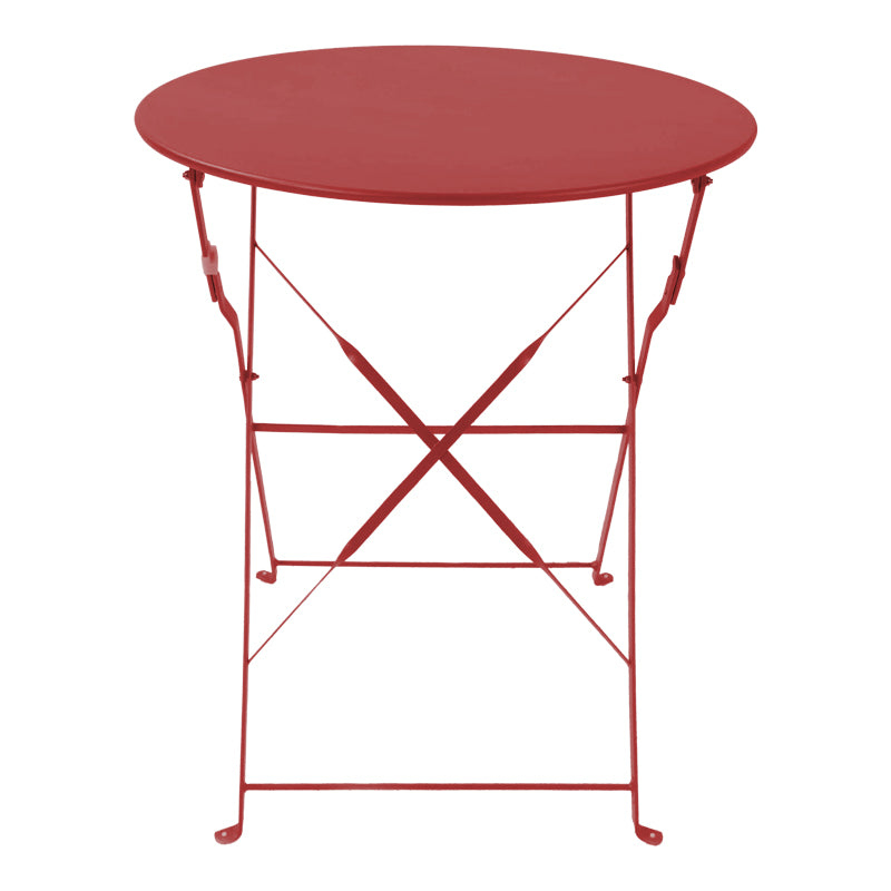 Bistro dining table set of 3 pieces, metal, foldable, terracotta color, Φ60x71cm