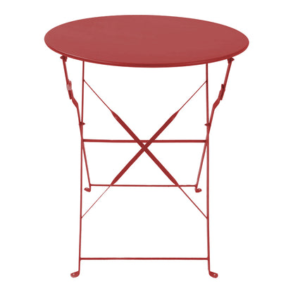 Bistro dining table set of 3 pieces, metal, foldable, terracotta color, Φ60x71cm