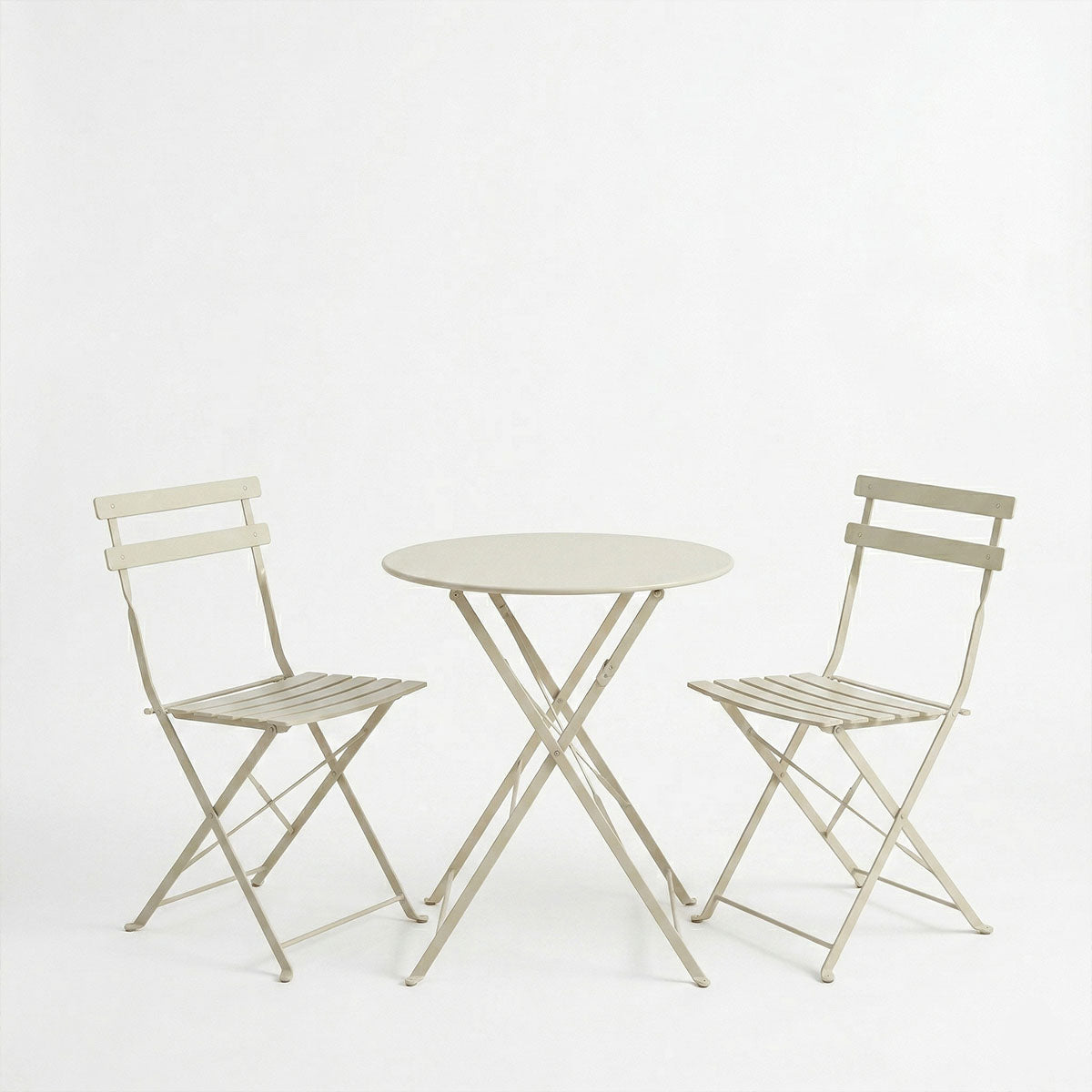 Bistro dining table set of 3 pieces metal foldable in champagne Φ60x71cm