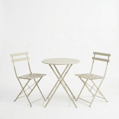 Bistro dining table set of 3 pieces metal foldable in champagne Φ60x71cm