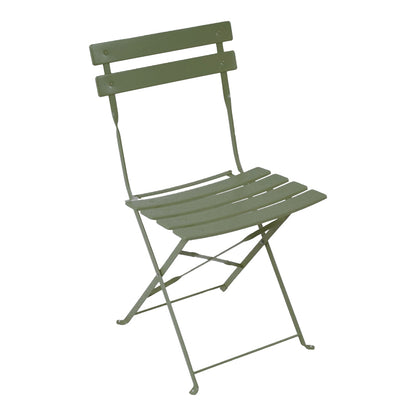 Bistro dining table set of 3 pieces, metal, foldable,olive green color, Φ60x71cm