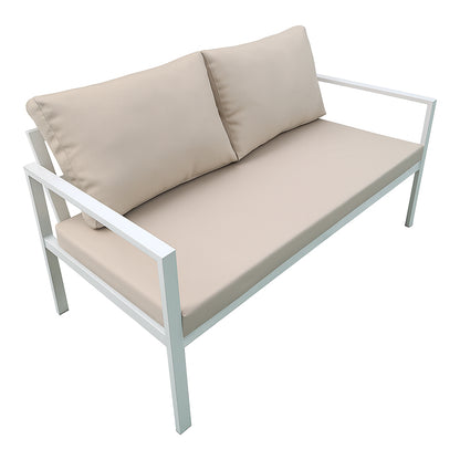 Gardenly lounge set 4pcs aluminum in white with beige cushions