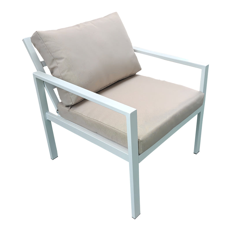 Gardenly lounge set 4pcs aluminum in white with beige cushions