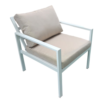Gardenly lounge set 4pcs aluminum in white with beige cushions