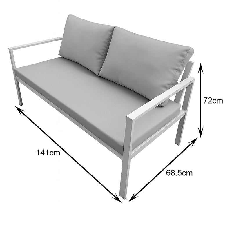 Gardenly lounge set 4pcs aluminum in white with beige cushions