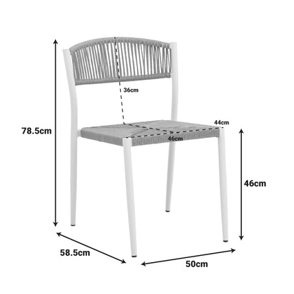 Cura stackable chair, aluminum in black -pe rattan in natural shade 50x58.5x78.5cm