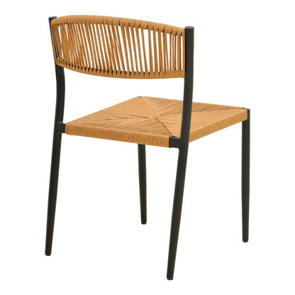 Cura stackable chair, aluminum in black -pe rattan in natural shade 50x58.5x78.5cm
