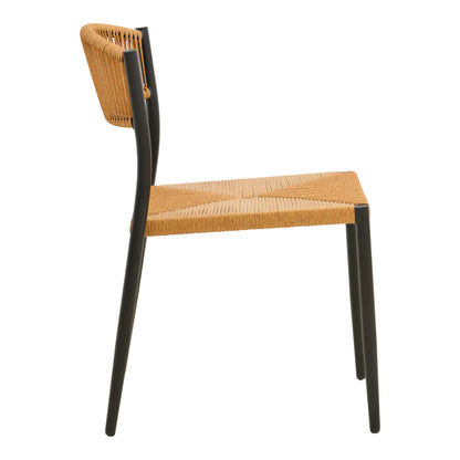 Cura stackable chair, aluminum in black -pe rattan in natural shade 50x58.5x78.5cm