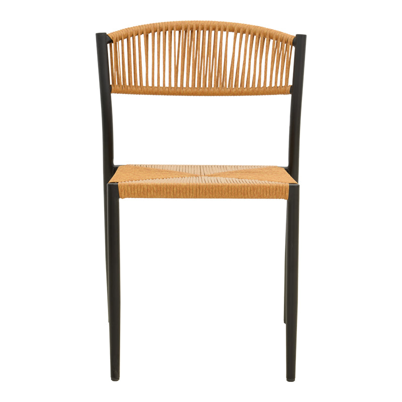 Cura stackable chair, aluminum in black -pe rattan in natural shade 50x58.5x78.5cm