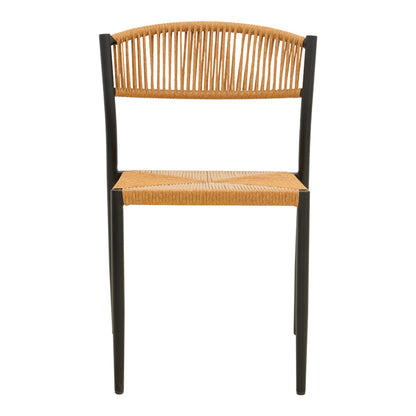 Cura stackable chair, aluminum in black -pe rattan in natural shade 50x58.5x78.5cm