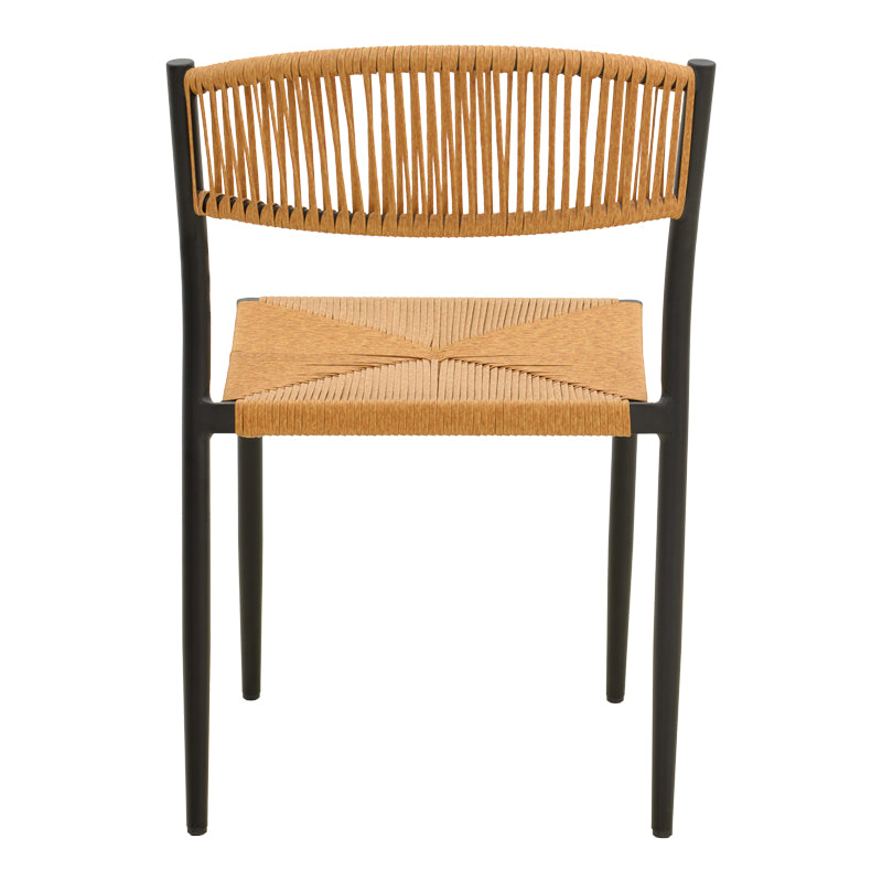 Cura stackable chair, aluminum in black -pe rattan in natural shade 50x58.5x78.5cm