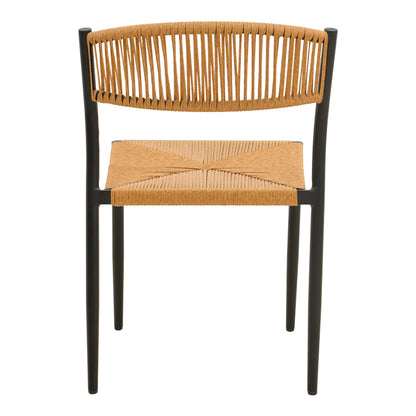 Cura stackable chair, aluminum in black -pe rattan in natural shade 50x58.5x78.5cm