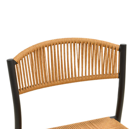 Cura stackable chair, aluminum in black -pe rattan in natural shade 50x58.5x78.5cm