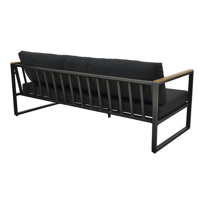 Three-seater sofa Aurelio metallic in black - cushions in black shade 192x74x63cm