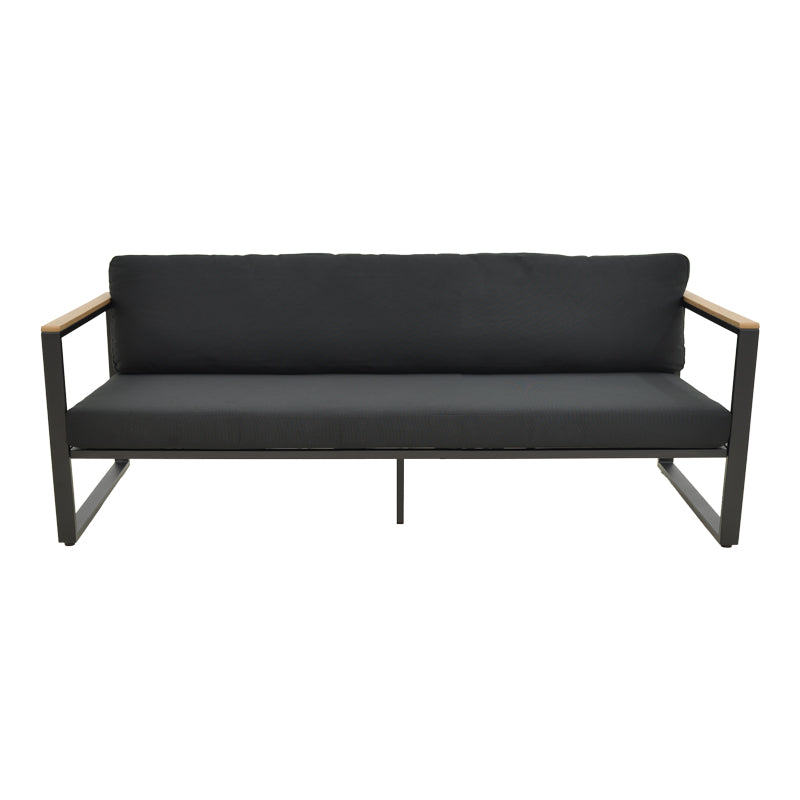 Three-seater sofa Aurelio metallic in black - cushions in black shade 192x74x63cm