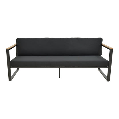 Three-seater sofa Aurelio metallic in black - cushions in black shade 192x74x63cm