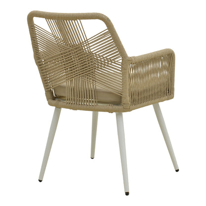 Andros armchair aluminum in white- pe rope in natural shade 56x60x86cm