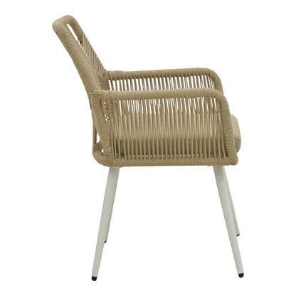 Andros armchair aluminum in white- pe rope in natural shade 56x60x86cm