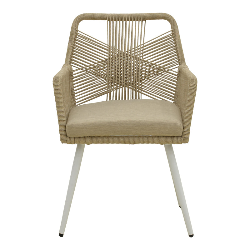 Andros armchair aluminum in white- pe rope in natural shade 56x60x86cm