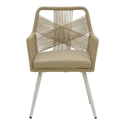 Andros armchair aluminum in white- pe rope in natural shade 56x60x86cm