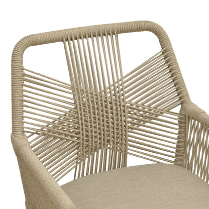 Andros armchair aluminum in white- pe rope in natural shade 56x60x86cm