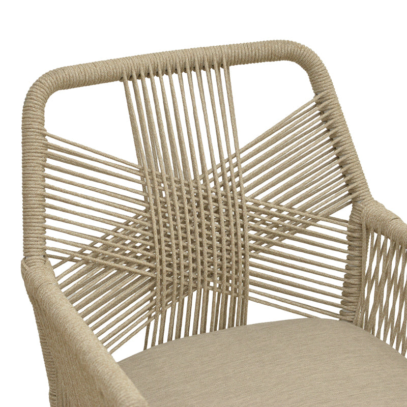 Andros armchair aluminum in white- pe rope in natural shade 56x60x86cm