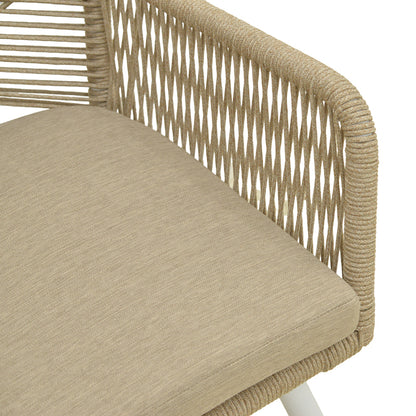 Andros armchair aluminum in white- pe rope in natural shade 56x60x86cm