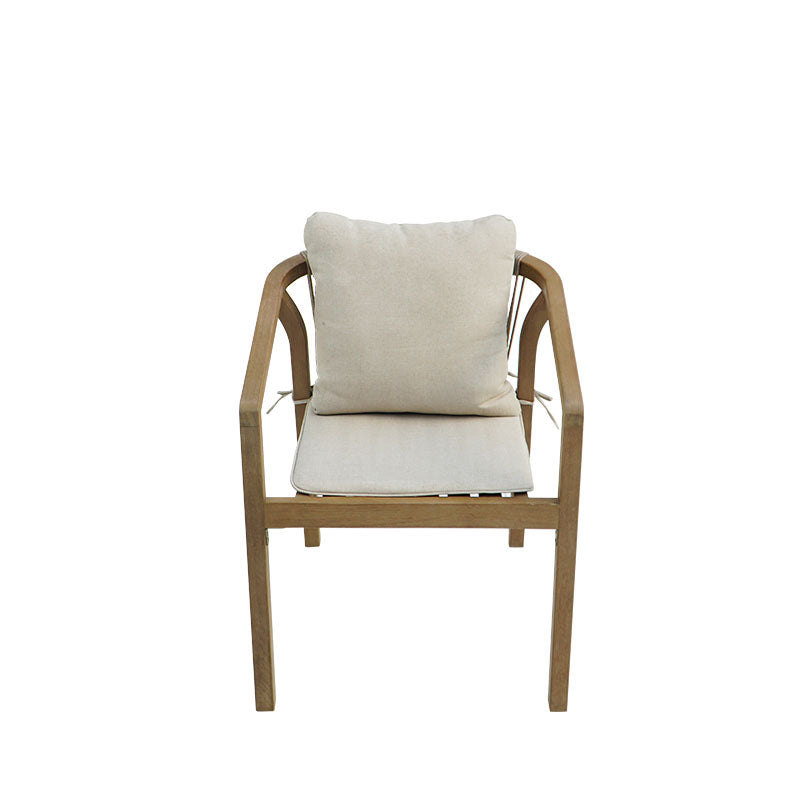 Armchair Malibu II acacia wood-fabric in natural-beige color 58x63x74cm