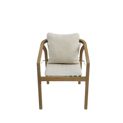Armchair Malibu II acacia wood-fabric in natural-beige color 58x63x74cm