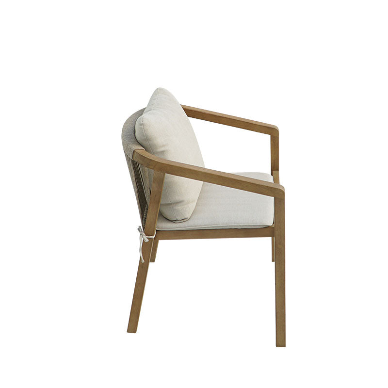 Armchair Malibu II acacia wood-fabric in natural-beige color 58x63x74cm