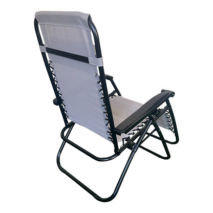Foldable relax armchair Mirka grey textilene and black metal 65x165x110 cm