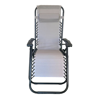 Foldable relax armchair Mirka grey textilene and black metal 65x165x110 cm