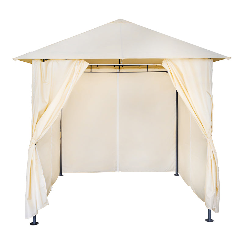 Apex gazebo frame in black metal with beige fabric 2.5x2.5 m
