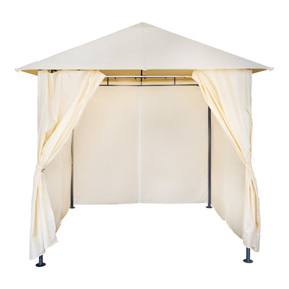 Apex gazebo frame in black metal with beige fabric 2.5x2.5 m