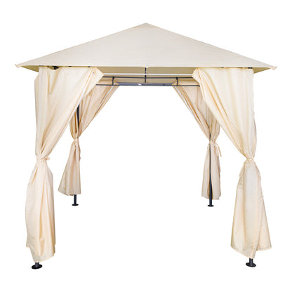 Apex gazebo frame in black metal with beige fabric 2.5x2.5 m