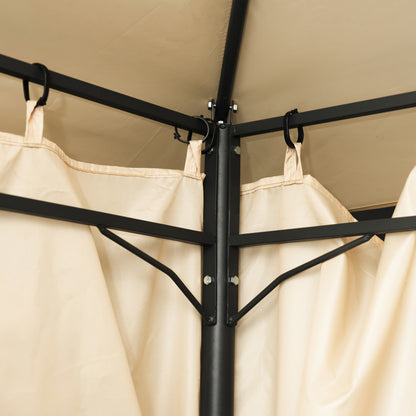 Apex gazebo frame in black metal with beige fabric 2.5x2.5 m
