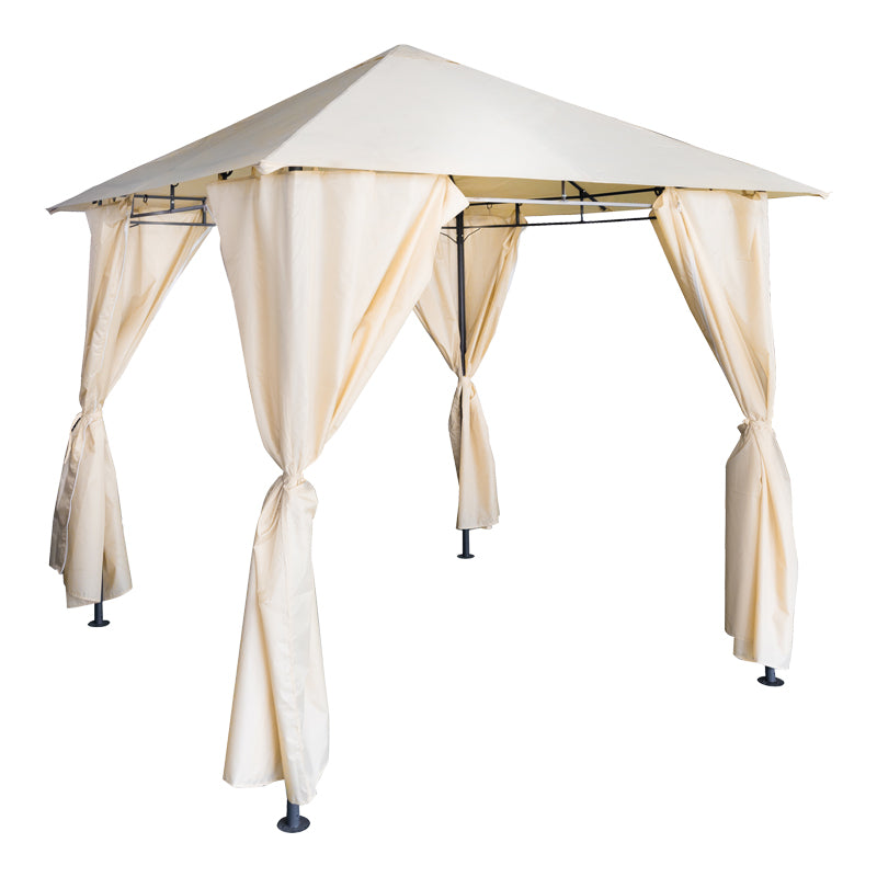 Apex gazebo frame in black metal with beige fabric 2.5x2.5 m