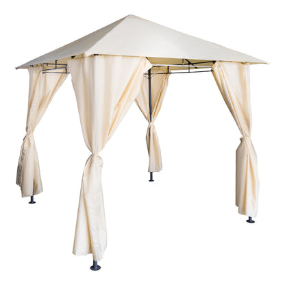 Apex gazebo frame in black metal with beige fabric 2.5x2.5 m