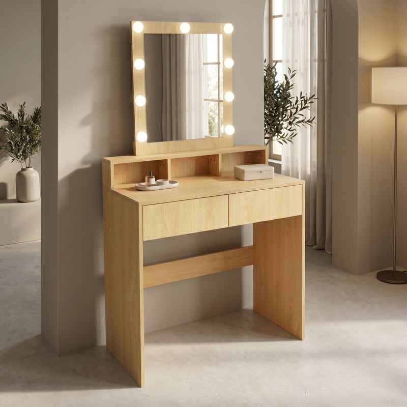 Dressing table Virna with led in natural color 80x40x145cm