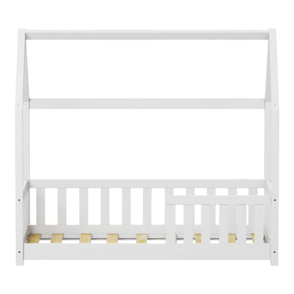 Children's bed Bambie with railing Montessori pine wood white 70x140cm