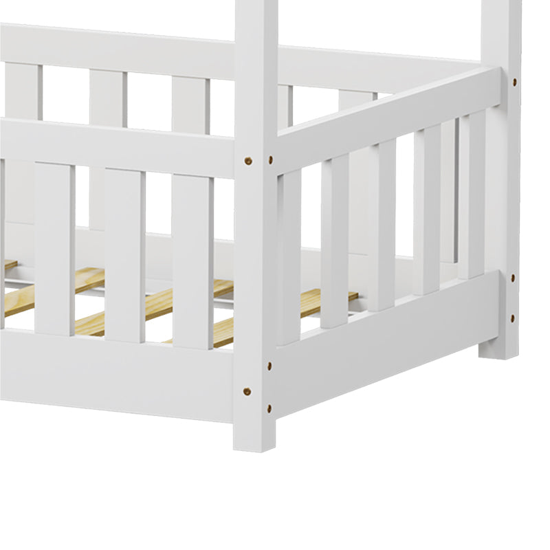 Children's bed Bambie with railing Montessori pine wood white 70x140cm
