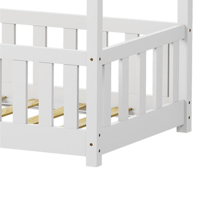 Children's bed Bambie with railing Montessori pine wood white 70x140cm
