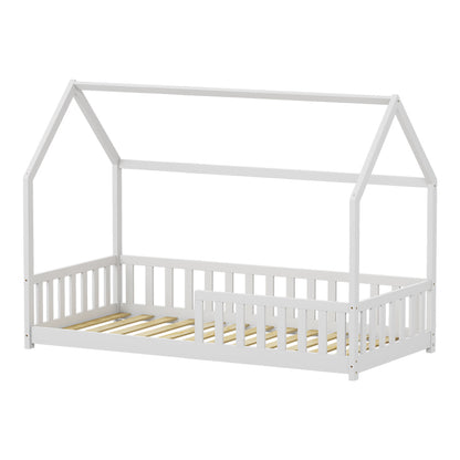 Children's bed Bambie with railing Montessori pine wood white 90x190cm